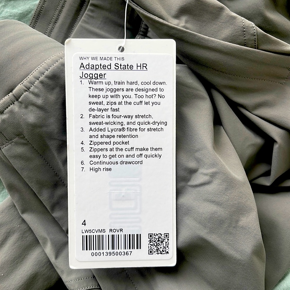 Lululemon NWT Adapted State Jogger -size 4